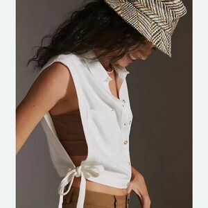 Pilcro Sleeveless Dickie Vest Buttondowon Anthropologie Blouse xs